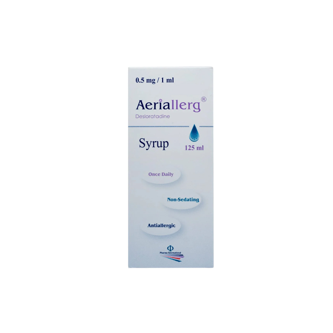 Aeriallerg 0.5mg/1ml Syrup 125ml product available at family pharmacy online buy now at qatar doha