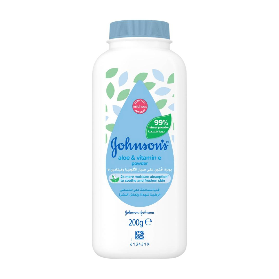 buy online J&j Baby Powder Aloe &vit E 200g 1  Qatar Doha