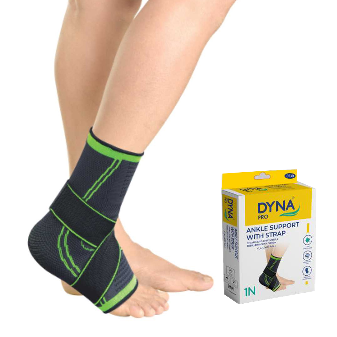 Ankle Support With Strap Grey/green (l) -dyna Pro product available at family pharmacy online buy now at qatar doha