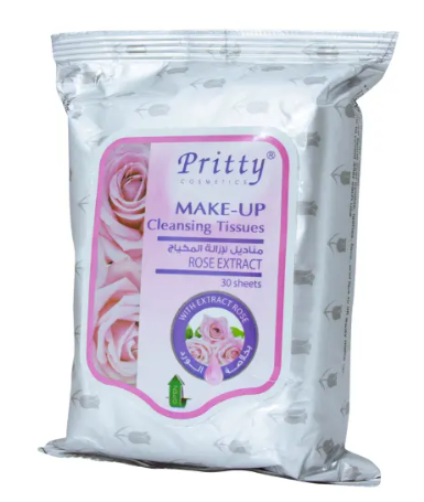 Pritty  ROSE MAKE UP TISSUE 30'S product available at family pharmacy online buy now at qatar doha