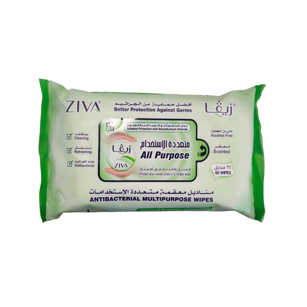 buy online Ziva All Purpose Anti Bacterial Wipes 66'S 1  Qatar Doha