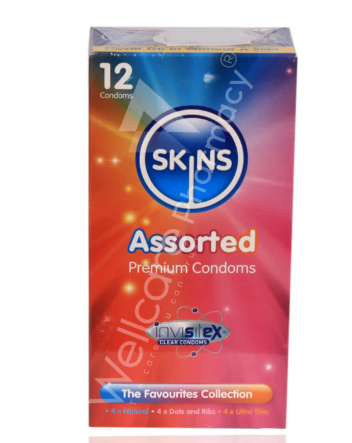 Skins assorted lubricated Condoms 12.s product available at family pharmacy online buy now at qatar doha