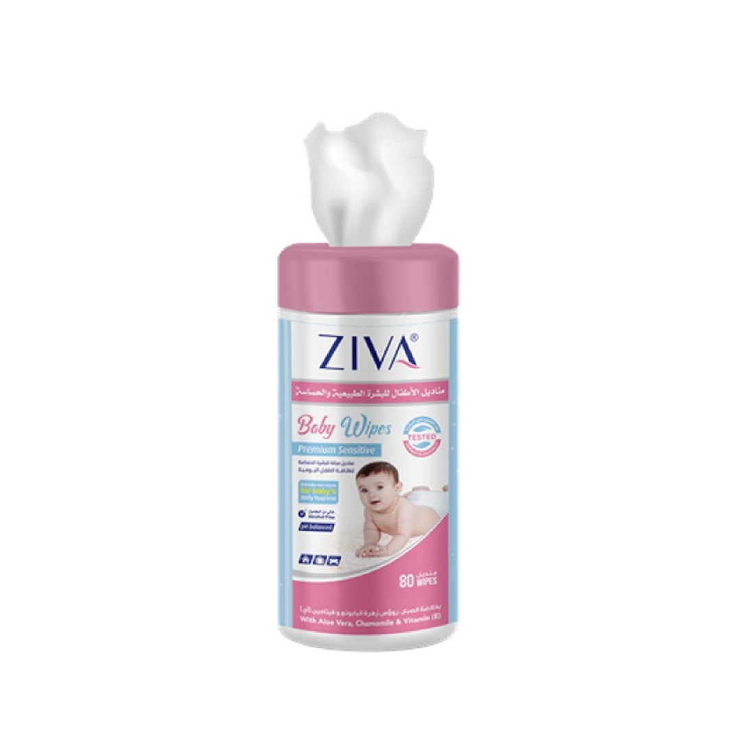buy online Baby Premium Sensitive Wipes 80'S-Ziva 1  Qatar Doha