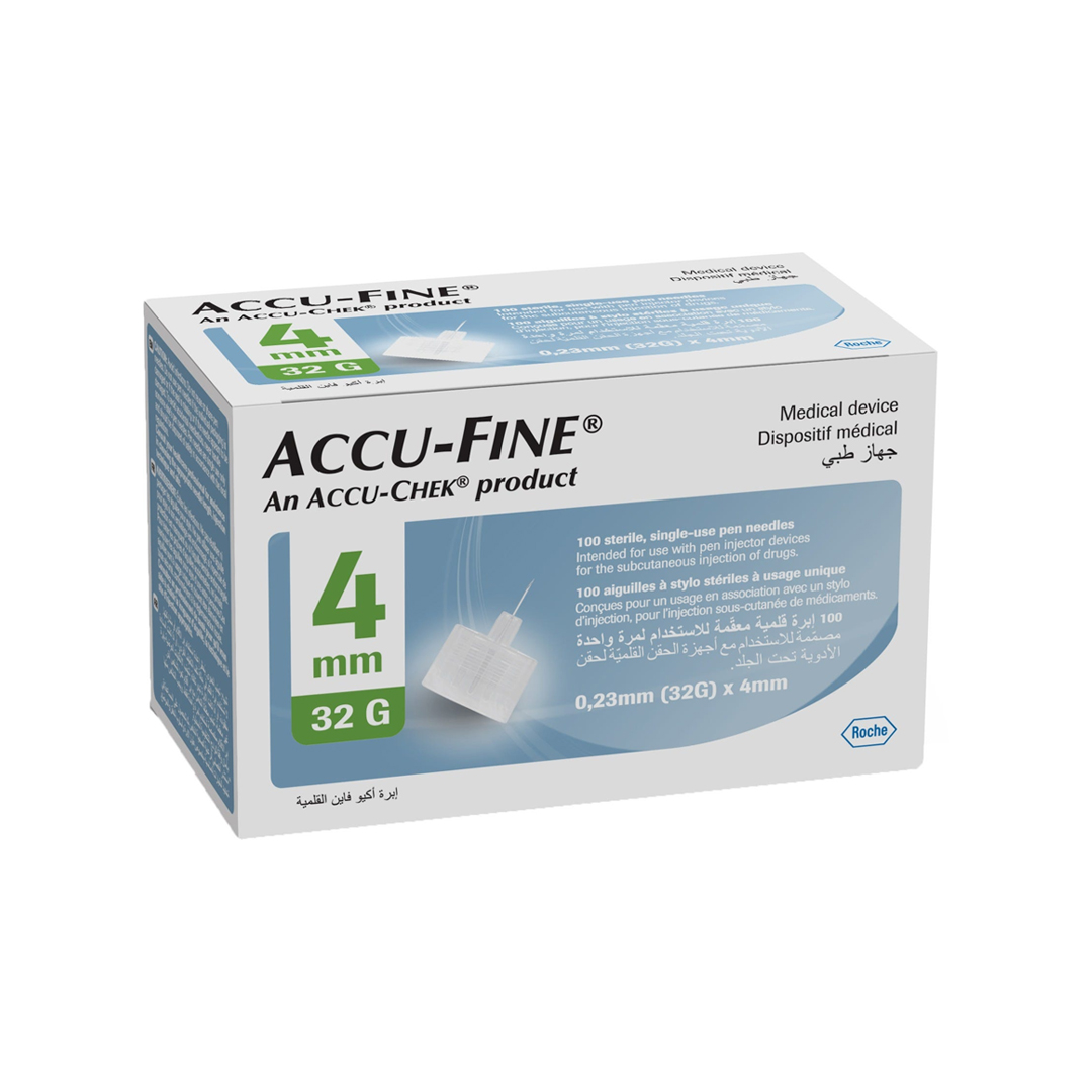 Accu-Fine Pen Needles Sterile 0.23 mm 32G x 4 mm Roche 100's product available at family pharmacy online buy now at qatar doha