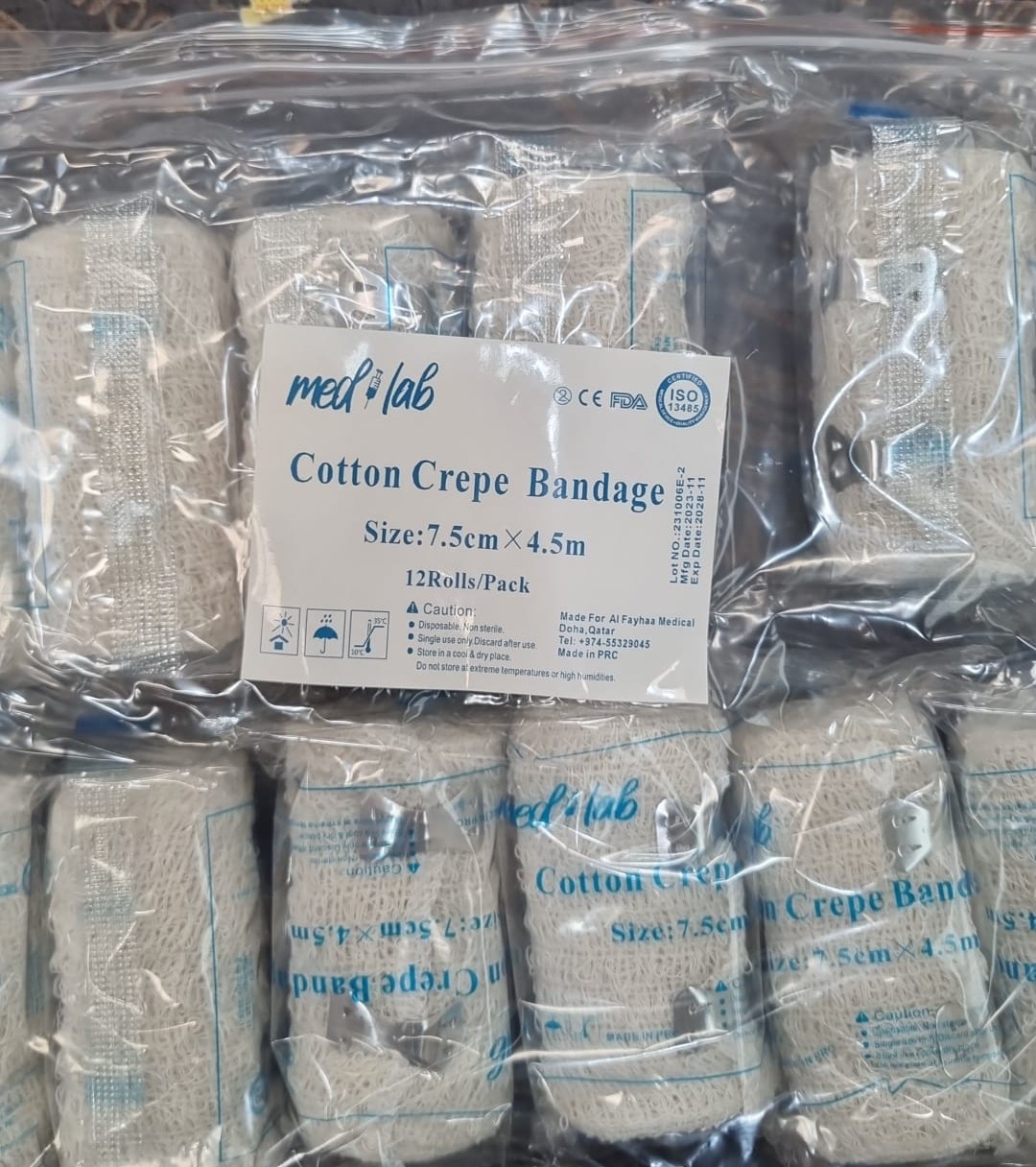 Crepe Bandage [7.5 cm X 4.5 m]  12's- -Medlab product available at family pharmacy online buy now at qatar doha
