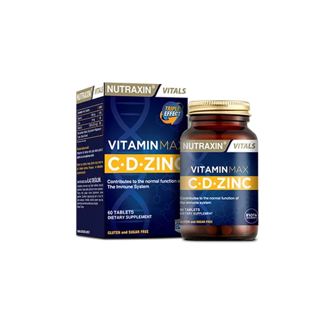 Nutraxin  Vitamin Max C, D, Z Tablets BIOTA 60 's product available at family pharmacy online buy now at qatar doha