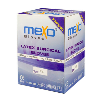 shop now Gloves Latex Surgical Sterile - Pre-Powdered - Mexo  Available at Online  Pharmacy Qatar Doha